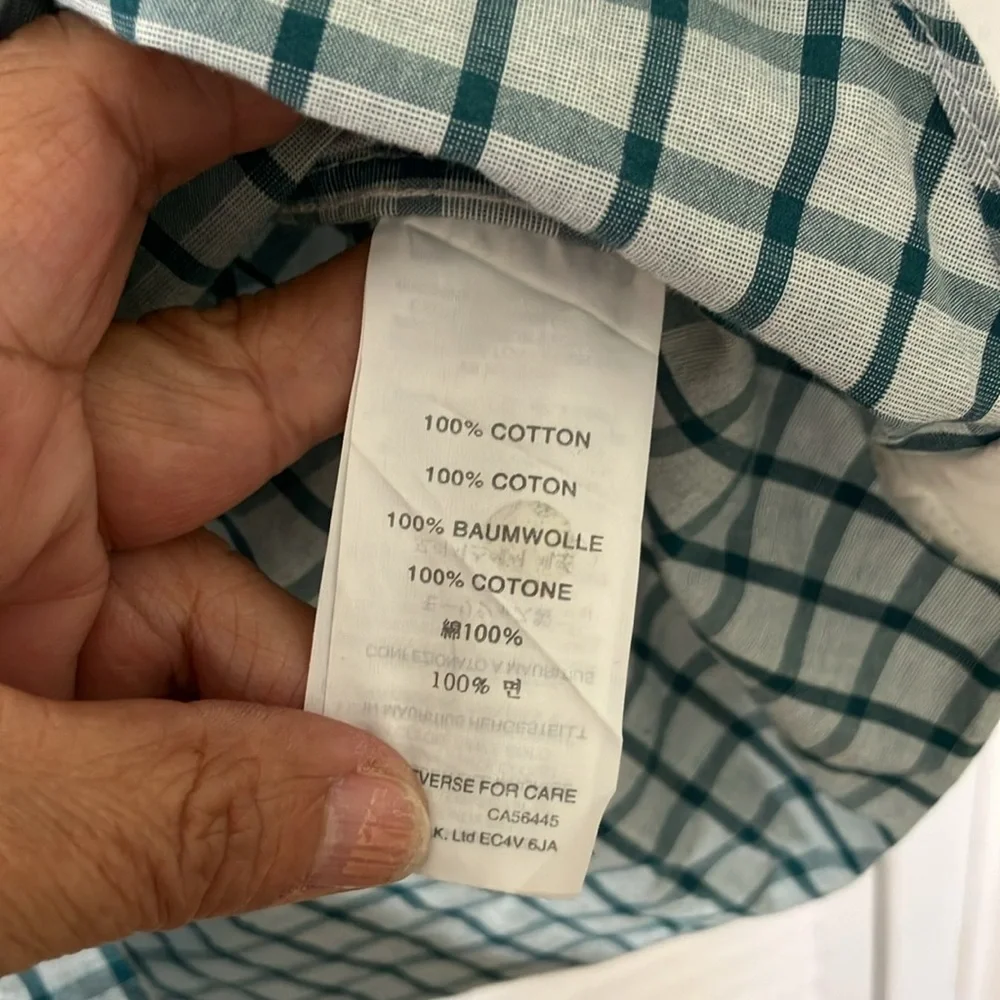 J Crew button-down Oxford teal green plaid‎ shirt size M slim fit